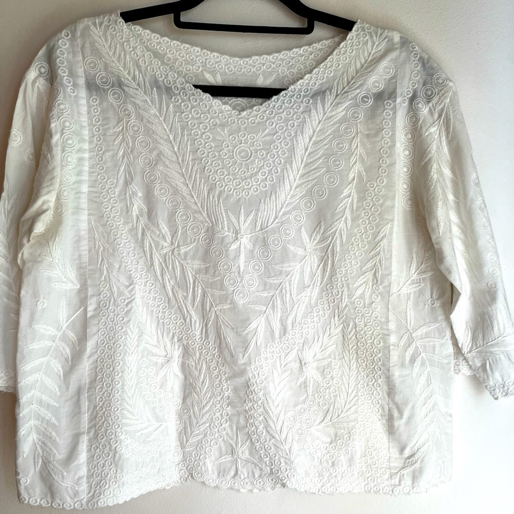 White on White Embroidered Blouse